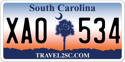 SC license plate XAO534