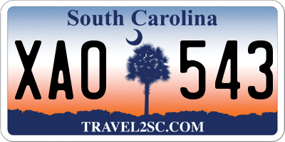 SC license plate XAO543