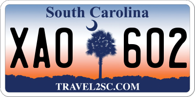 SC license plate XAO602