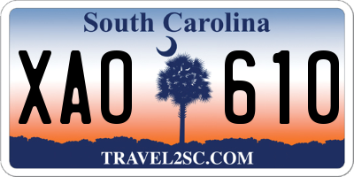 SC license plate XAO610