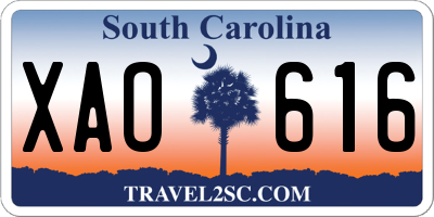 SC license plate XAO616