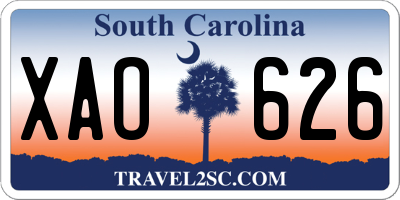 SC license plate XAO626