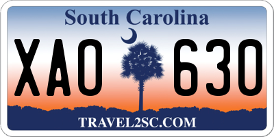 SC license plate XAO630