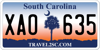 SC license plate XAO635