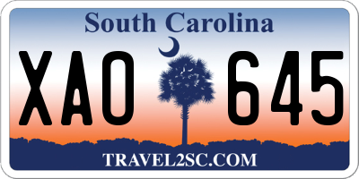 SC license plate XAO645