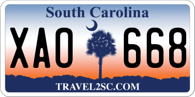 SC license plate XAO668
