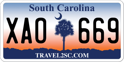 SC license plate XAO669