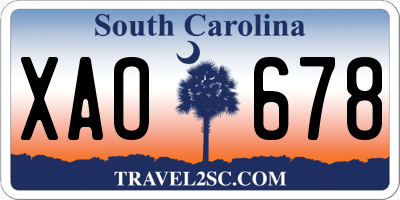 SC license plate XAO678