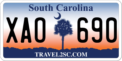 SC license plate XAO690