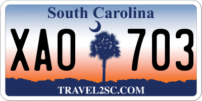 SC license plate XAO703
