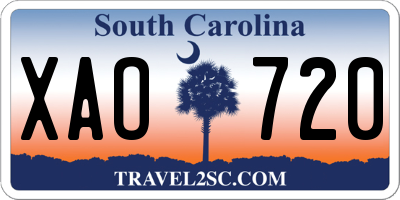 SC license plate XAO720