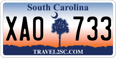 SC license plate XAO733