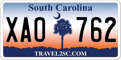 SC license plate XAO762