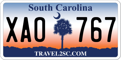 SC license plate XAO767