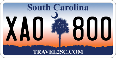 SC license plate XAO800