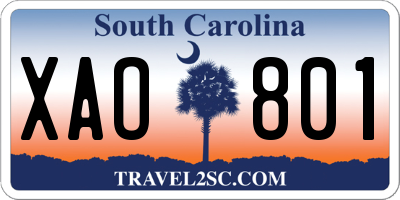 SC license plate XAO801