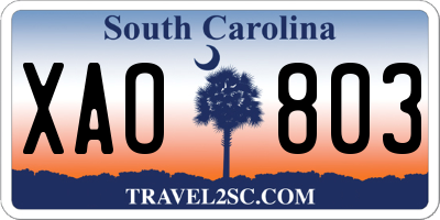 SC license plate XAO803