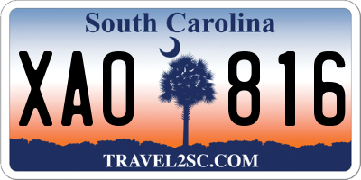 SC license plate XAO816