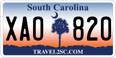 SC license plate XAO820