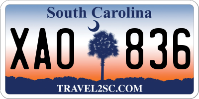 SC license plate XAO836