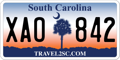 SC license plate XAO842