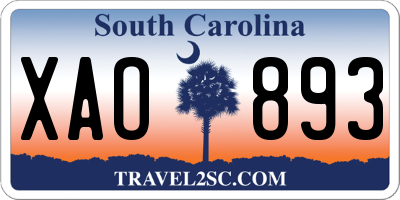 SC license plate XAO893