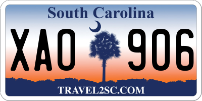 SC license plate XAO906