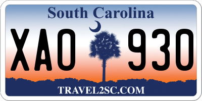 SC license plate XAO930