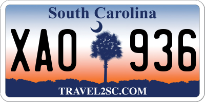 SC license plate XAO936