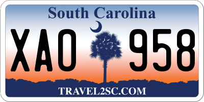 SC license plate XAO958