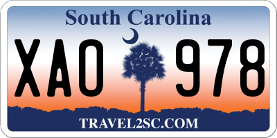 SC license plate XAO978