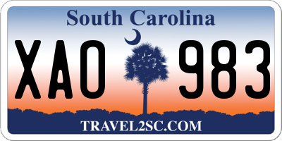 SC license plate XAO983