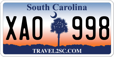 SC license plate XAO998
