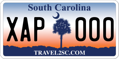 SC license plate XAP000