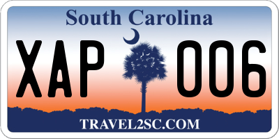 SC license plate XAP006