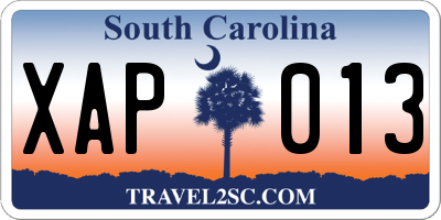 SC license plate XAP013