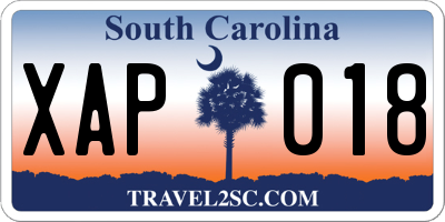 SC license plate XAP018