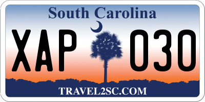 SC license plate XAP030