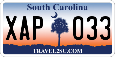 SC license plate XAP033