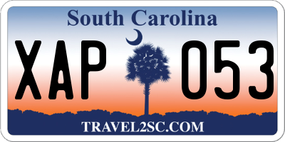 SC license plate XAP053