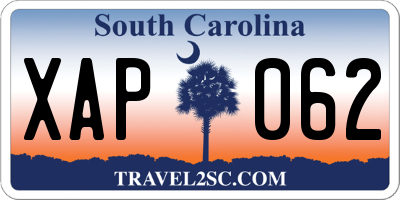 SC license plate XAP062