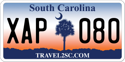 SC license plate XAP080