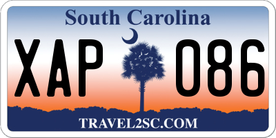 SC license plate XAP086