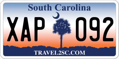 SC license plate XAP092