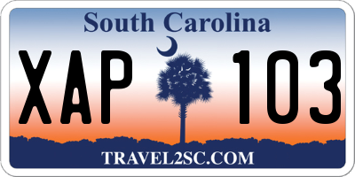 SC license plate XAP103