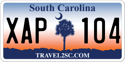 SC license plate XAP104