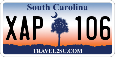 SC license plate XAP106