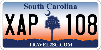 SC license plate XAP108