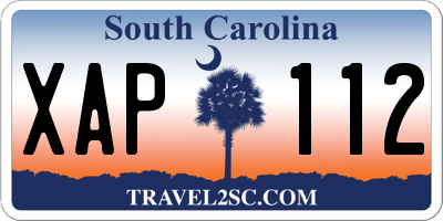 SC license plate XAP112
