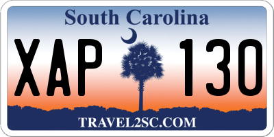 SC license plate XAP130